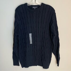 NWT Blumarine Navy Cotton  Cable knit sweater size XL